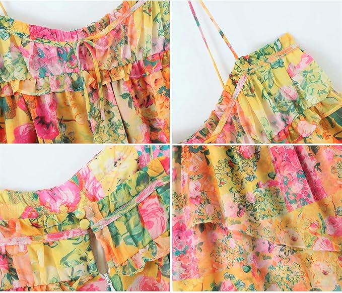 Elegant Printed Strap Dress.