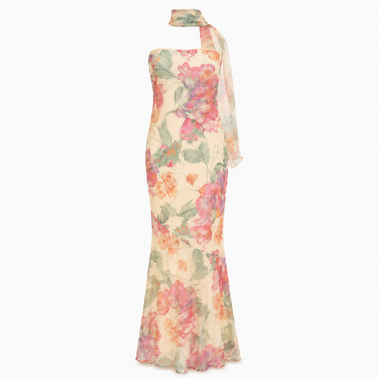 Floral Reverie Chiffon Silhouette Dress