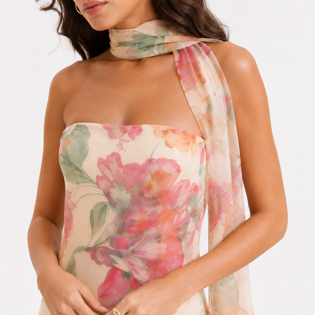 Floral Reverie Chiffon Silhouette Dress