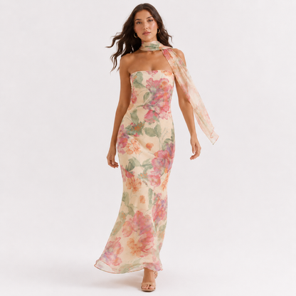 Floral Reverie Chiffon Silhouette Dress