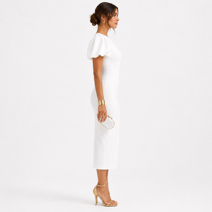 Élara Puff Sleeve Midi Dress