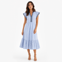 Celeste V-Neck Flutter Sleeve Midi Dress