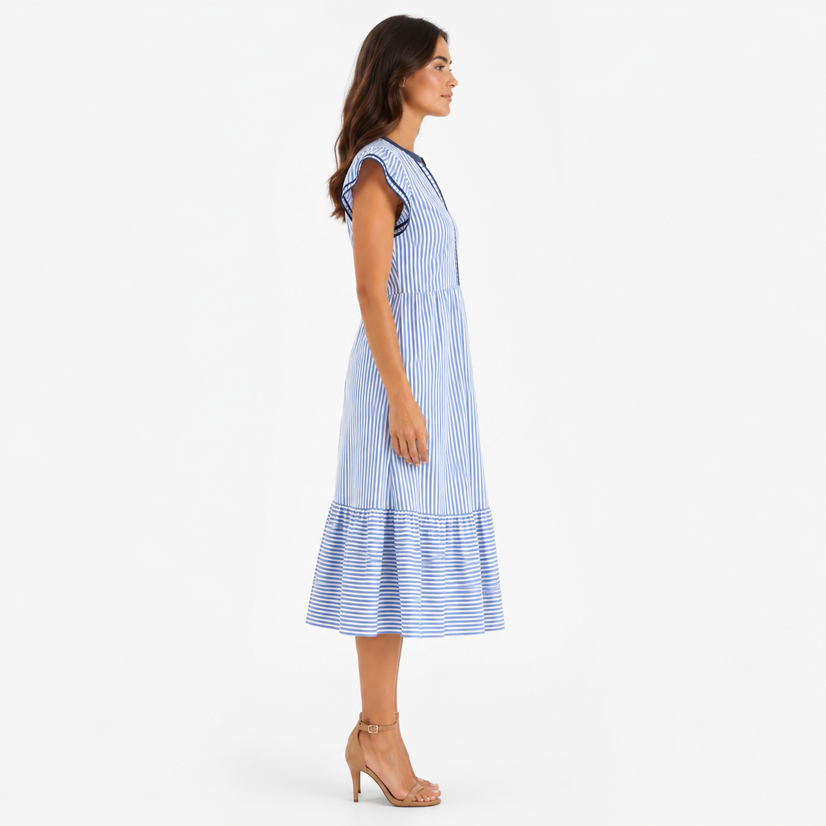 Celeste V-Neck Flutter Sleeve Midi Dress