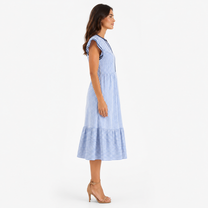 Celeste V-Neck Flutter Sleeve Midi Dress