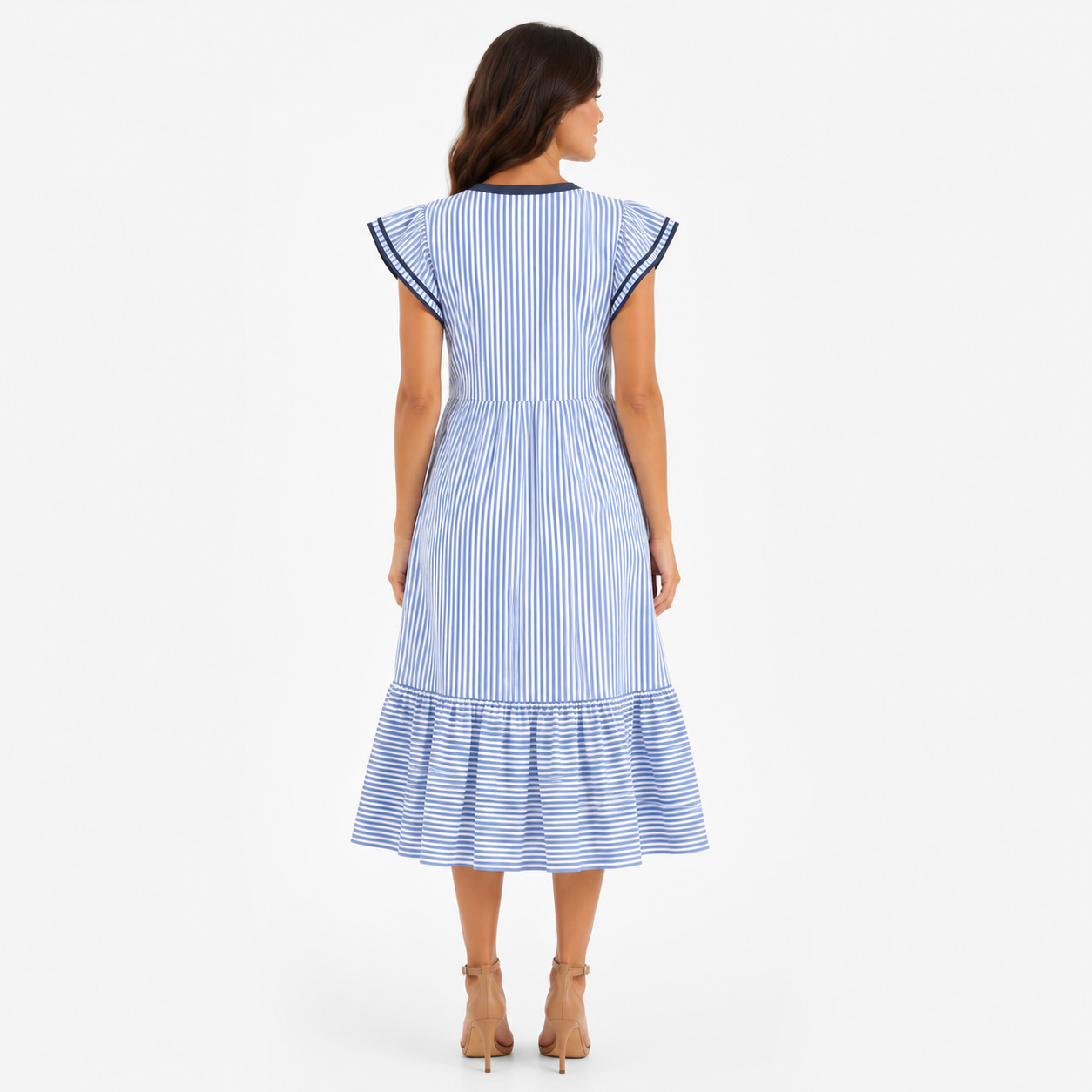 Celeste V-Neck Flutter Sleeve Midi Dress