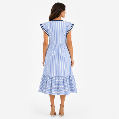 Celeste V-Neck Flutter Sleeve Midi Dress