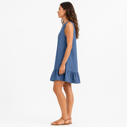 Isabelle Sleeveless Ruffle A-Line Midi Dress