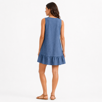 Isabelle Sleeveless Ruffle A-Line Midi Dress