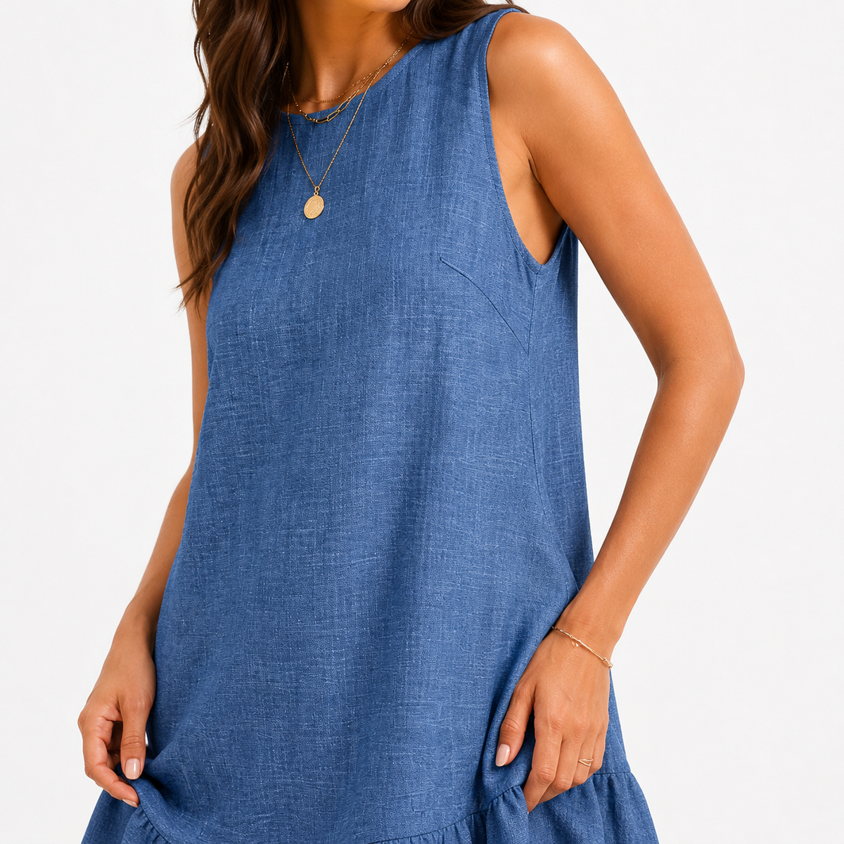 Isabelle Sleeveless Ruffle A-Line Midi Dress
