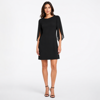 Elegant Cape Sleeve Chiffon Midi Dress