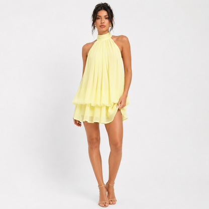 Halter Backless Puff Skirt Dress