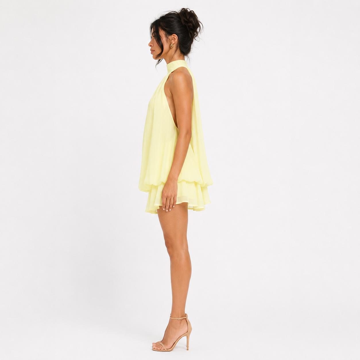 Halter Backless Puff Skirt Dress