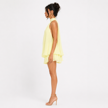 Halter Backless Puff Skirt Dress