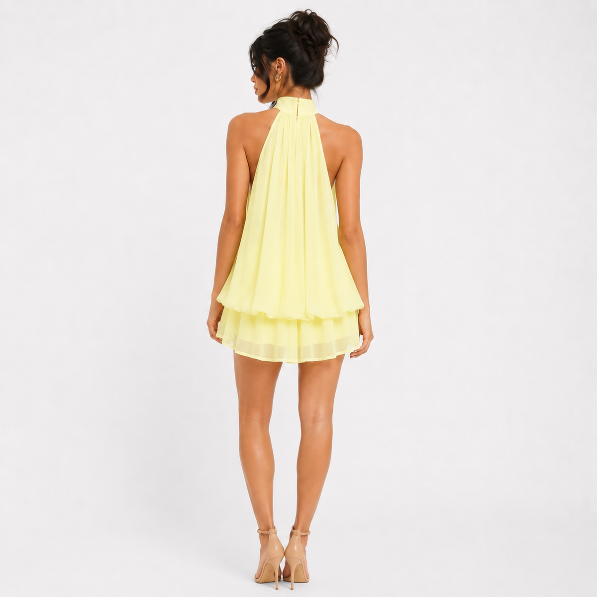 Halter Backless Puff Skirt Dress