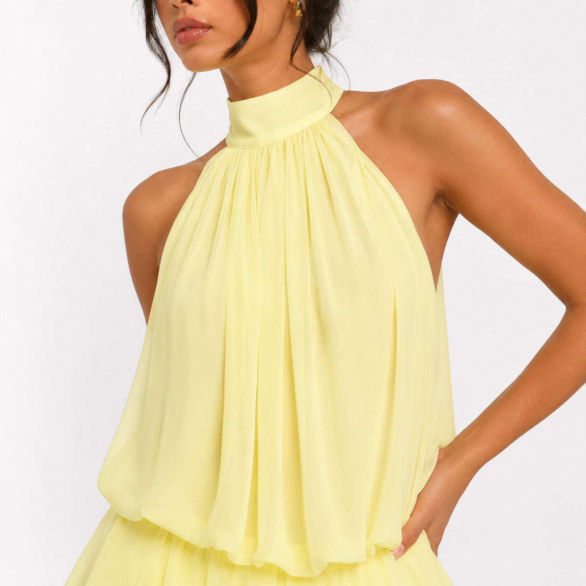 Halter Backless Puff Skirt Dress