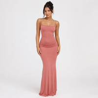 Spaghetti Strap Ruched Bodycon Maxi Dress