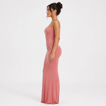 Spaghetti Strap Ruched Bodycon Maxi Dress
