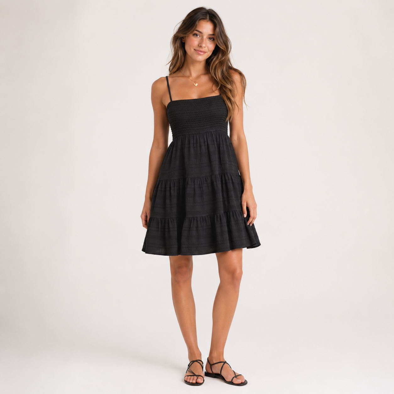 Smocked Tiered Babydoll Mini Dress