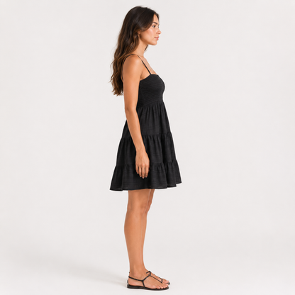 Smocked Tiered Babydoll Mini Dress