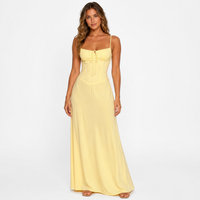 Butter Yellow Ruched Corset Maxi Dress