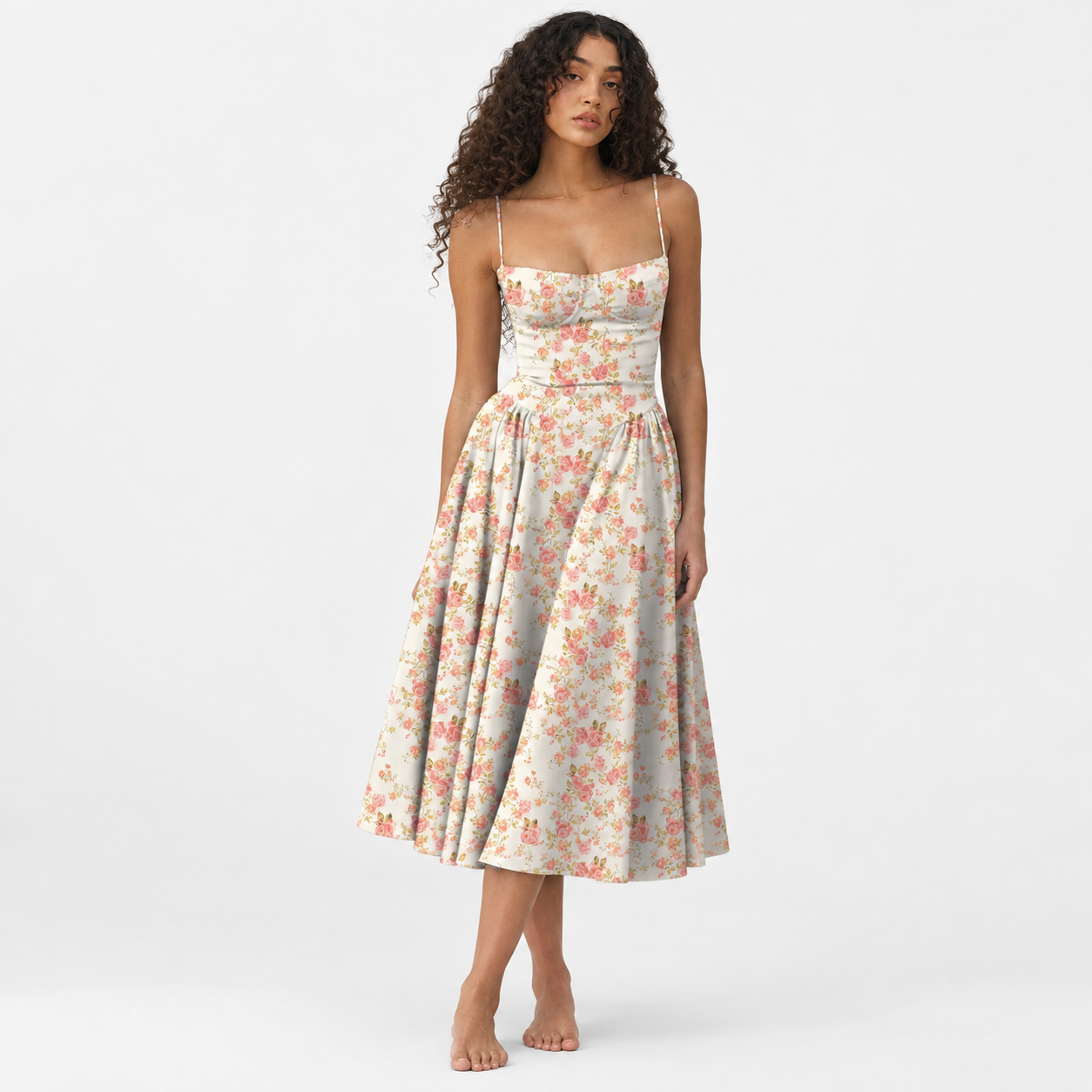 Floral Corset Midi Dress