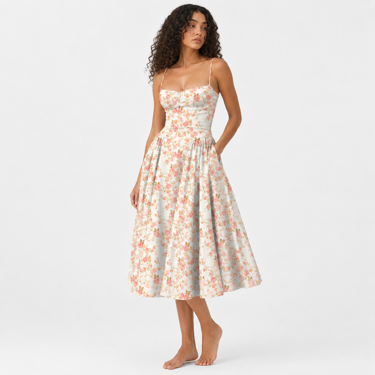 Floral Corset Midi Dress