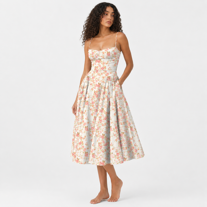 Floral Corset Midi Dress
