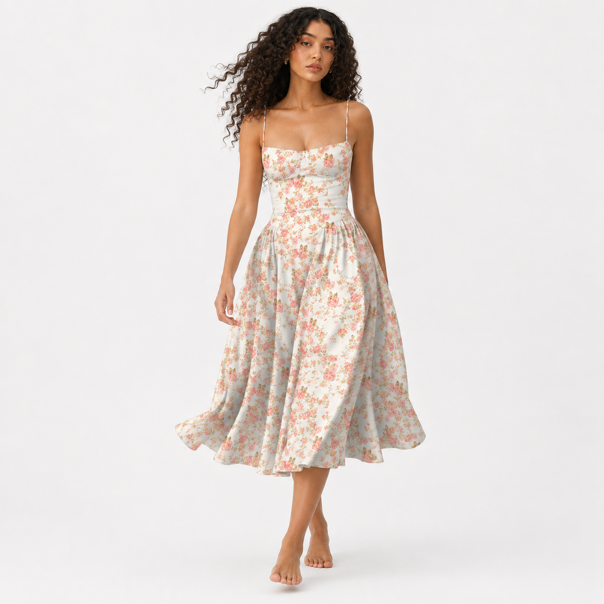 Floral Corset Midi Dress