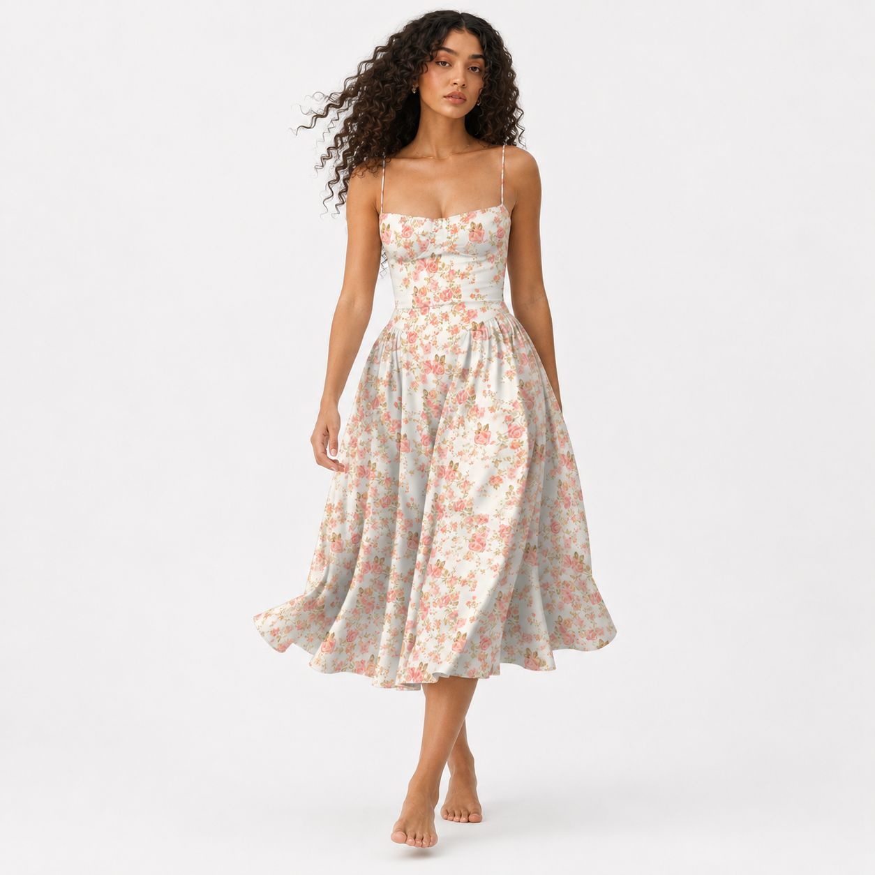 Floral Corset Midi Dress