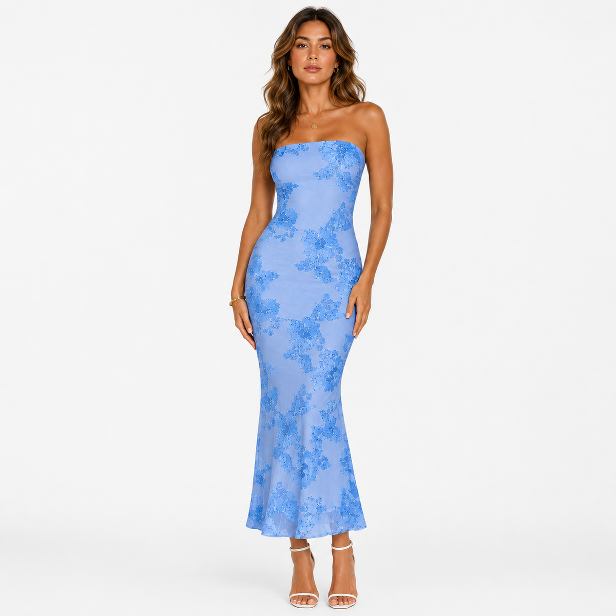 Embroidered Bardot Contour Dress
