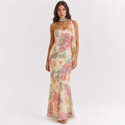 Floral Reverie Chiffon Silhouette Dress
